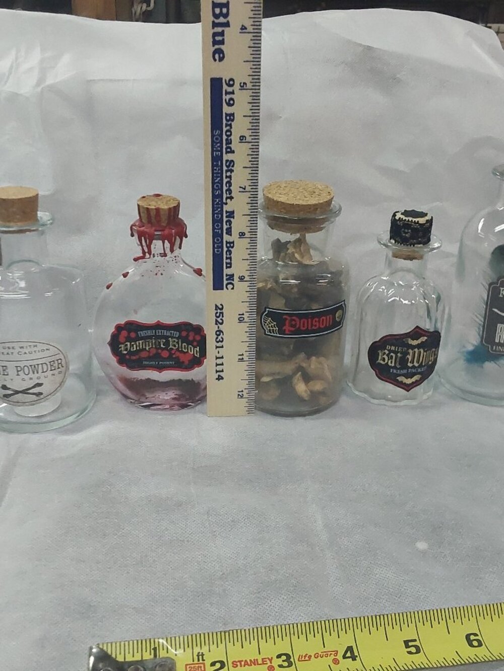 5 hand made potion jars